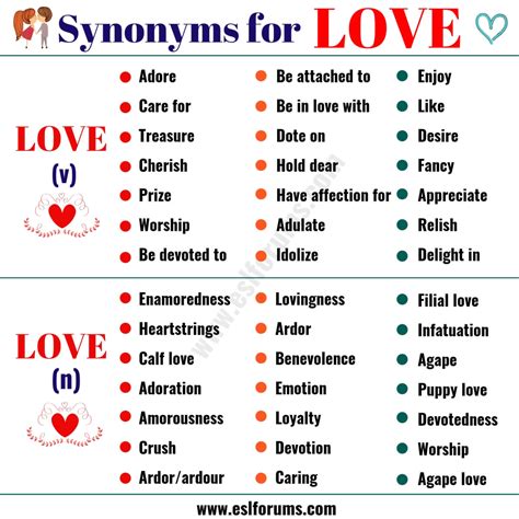 words that are similar to like and love
